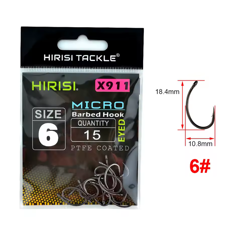 HIRISI PTFE Coated High Carbon Steel Barbed Fish Hook with Eye – X911 Hirisi