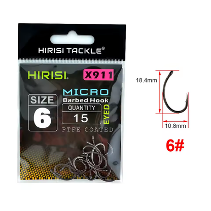 HIRISI PTFE Coated High Carbon Steel Barbed Fish Hook with Eye – X911 Hirisi