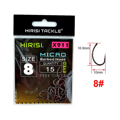 HIRISI PTFE Coated High Carbon Steel Barbed Fish Hook with Eye – X911 Hirisi
