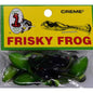 Creme Lure Frisky Frog Lure - Black & Chartreuse (7 Count) | Top-water Soft Bait for Bass & Pike